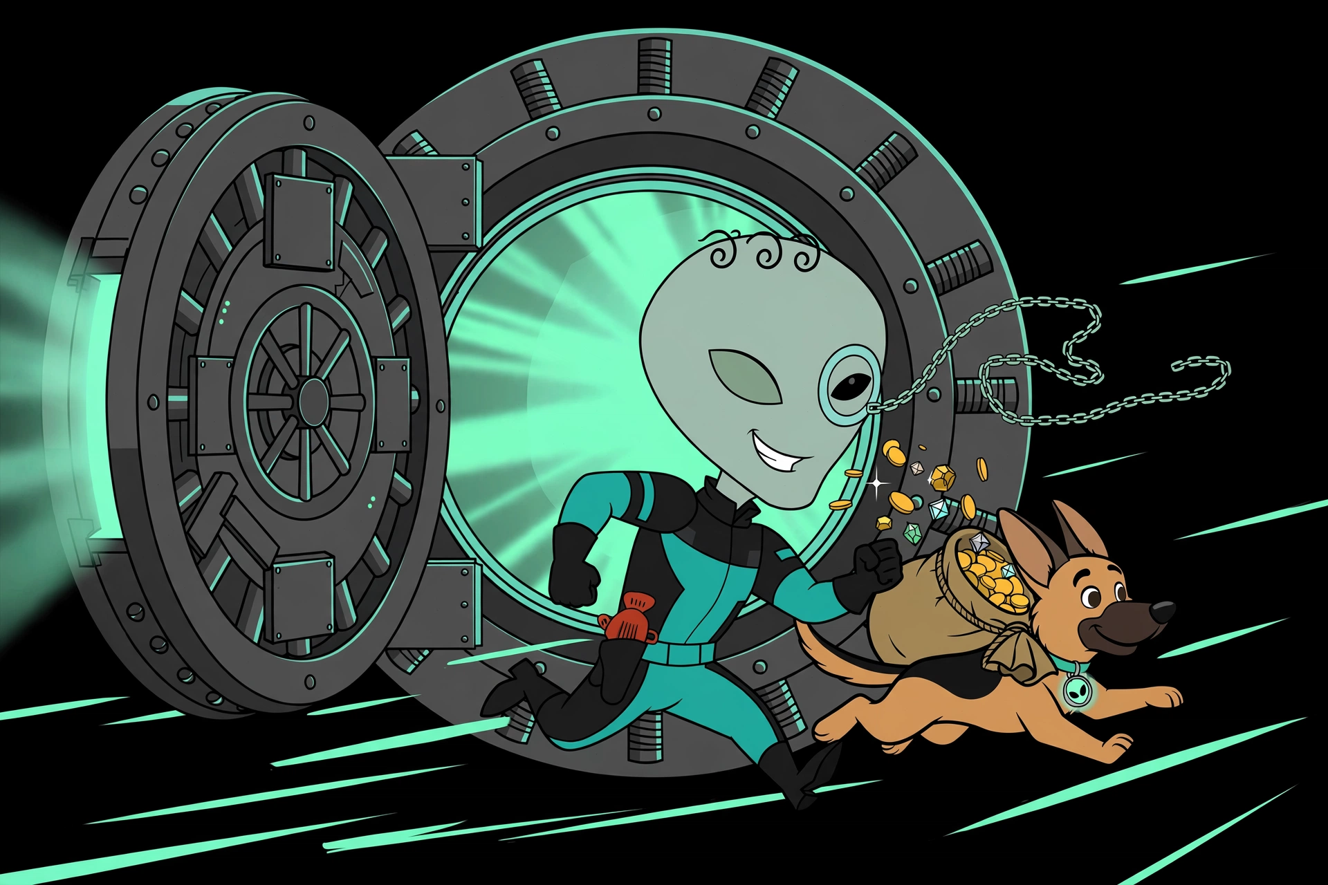 Kreed and Nova on the run with the loot